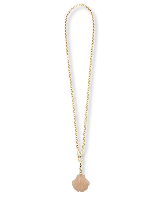 Necklace with a shell pendant on a white background