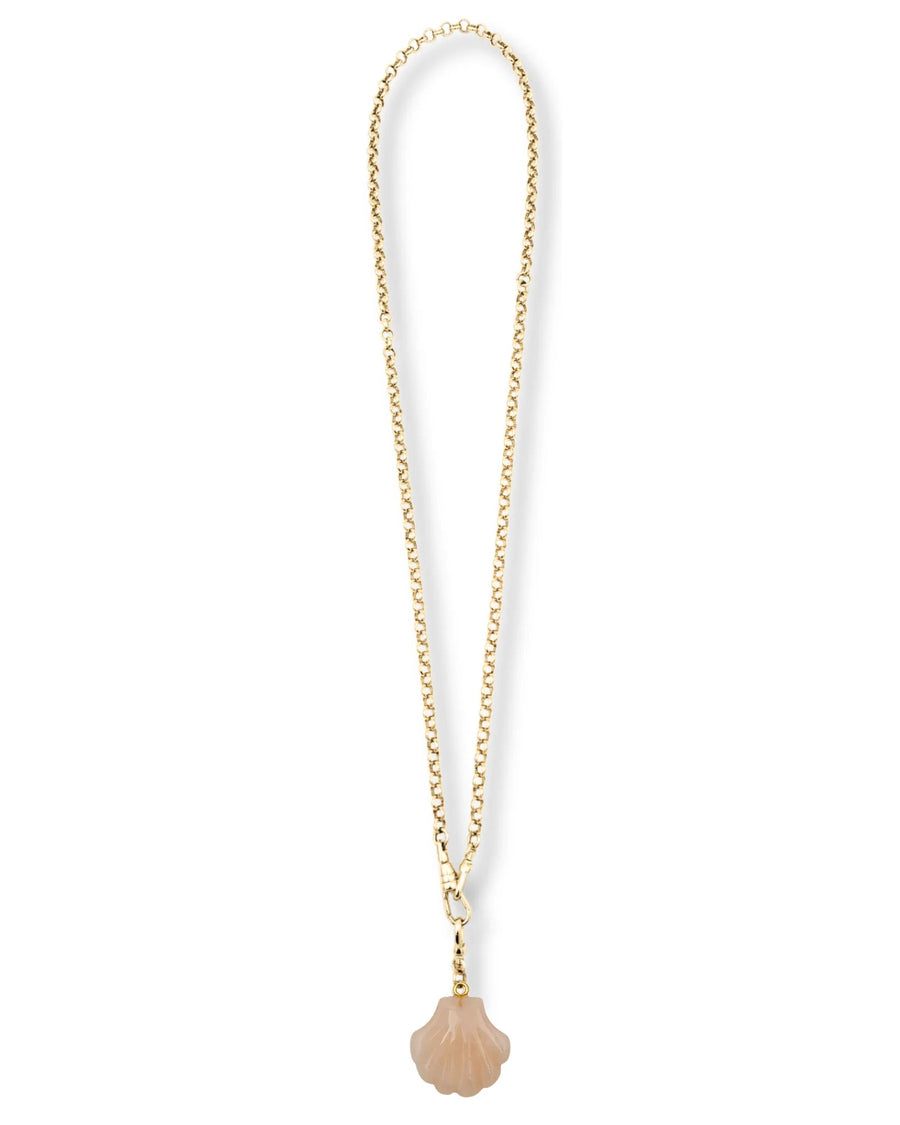 Necklace with a shell pendant on a white background