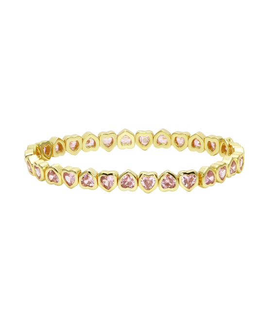 JTG Mini Pink Stretchy Bezel Heart Bracelet