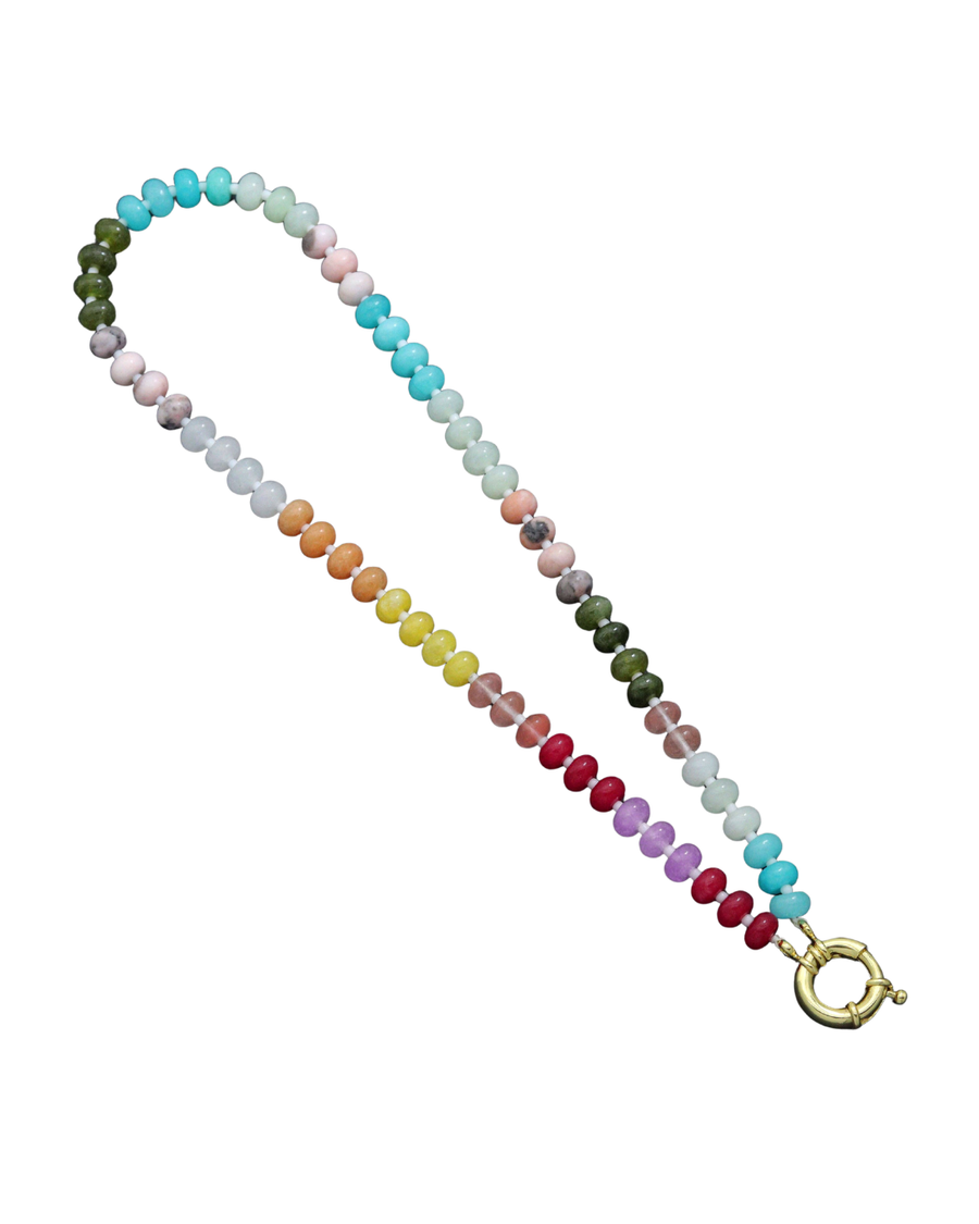 Rainbow Color Rondelle Gemstone Necklace