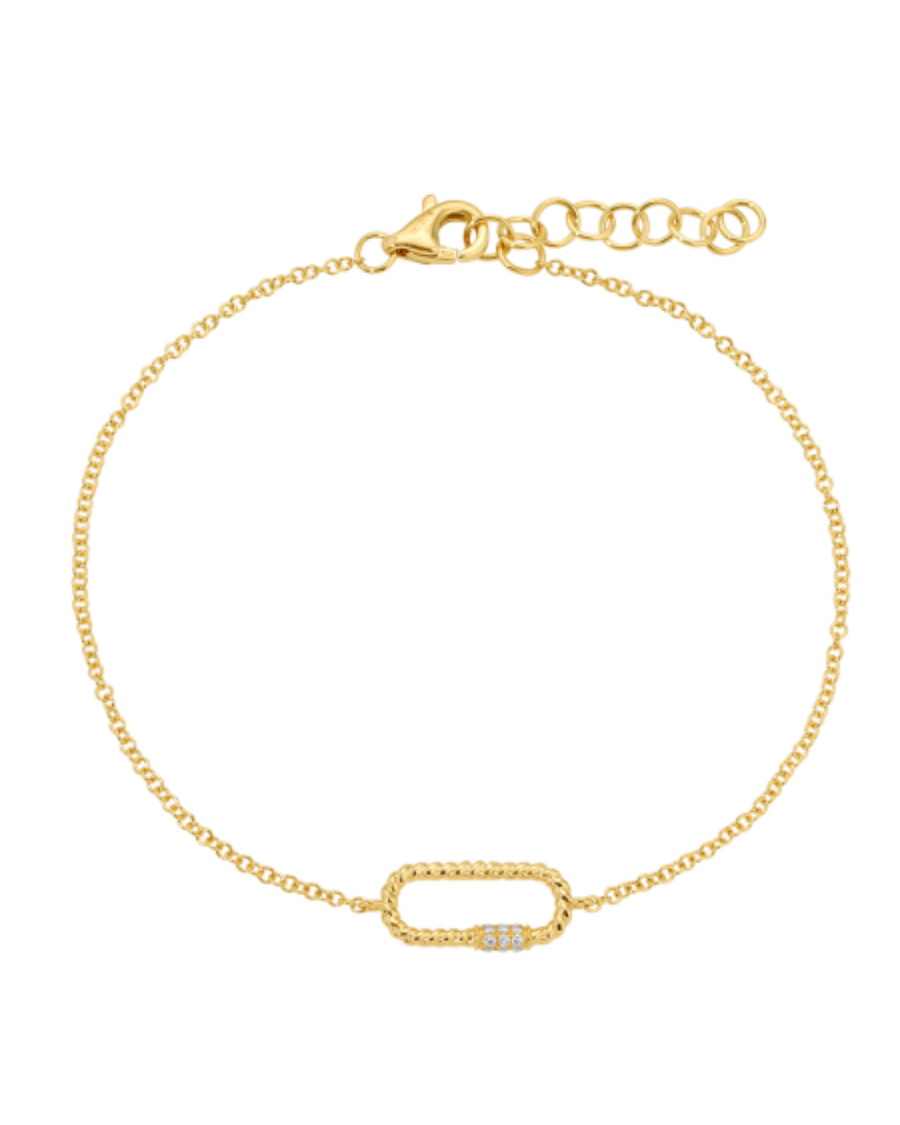 Gold bracelet with a clasp on a white background