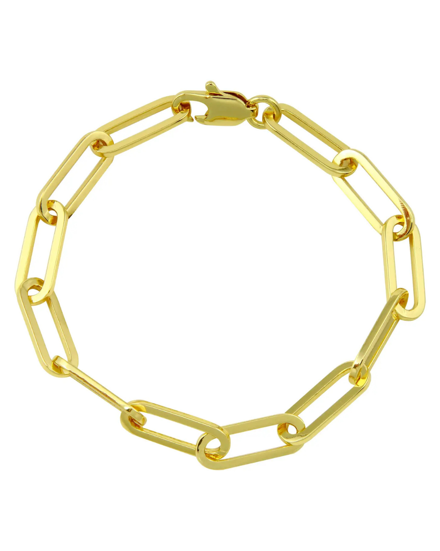Gold chain bracelet on a white background