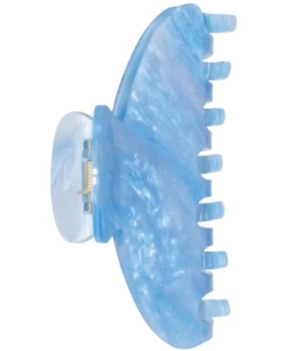 Blue hair clip on a white background