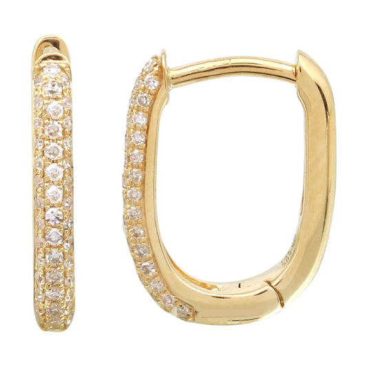14kt gold oval shpae diamond hoops huggies @dylanjamesjewelry.com