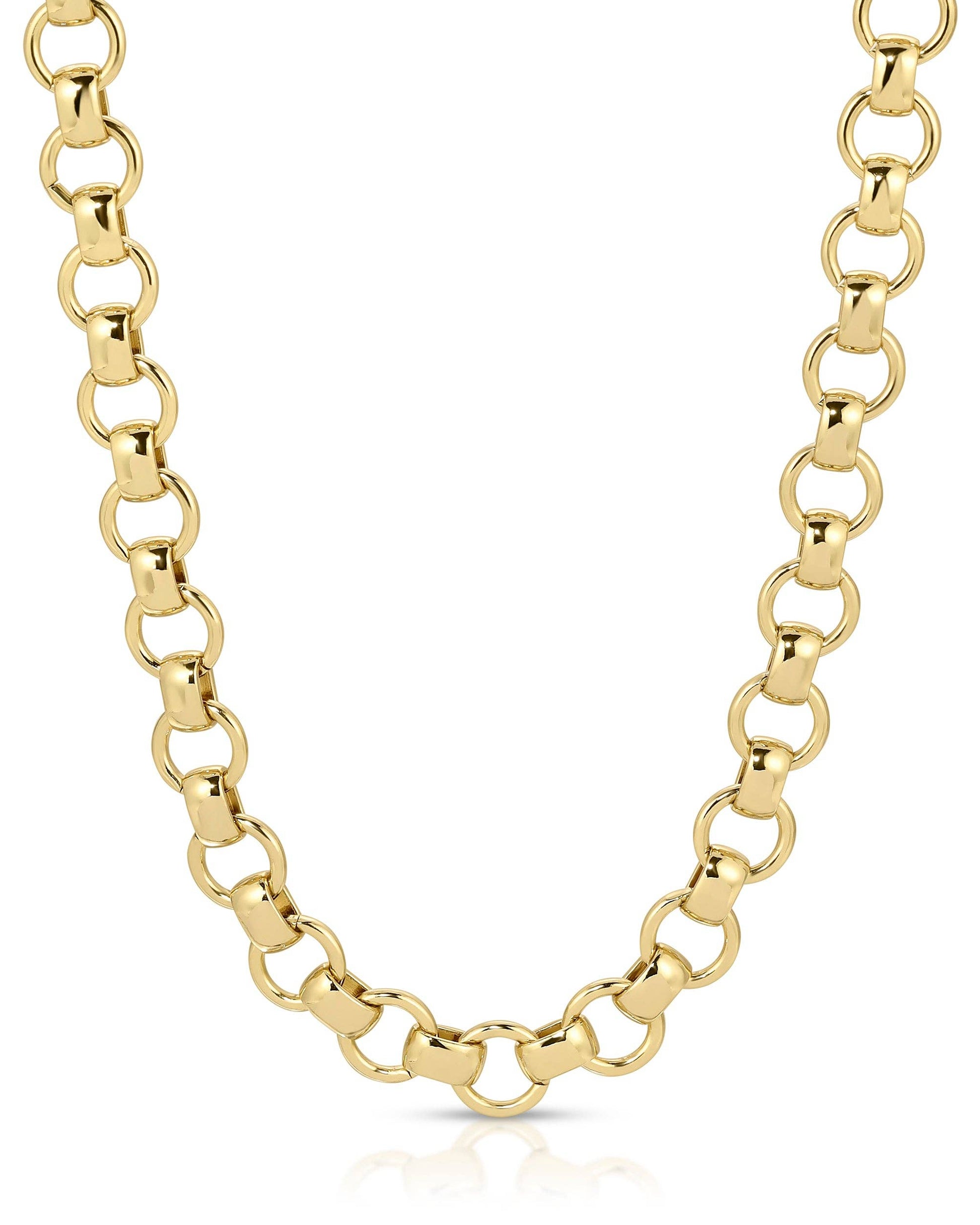 The ELIZABETH STONE Venus Chain - Petite by Elizabeth Stone Jewelry is a 14k gold-plated necklace with large, round, interlocking links shown on a white background.