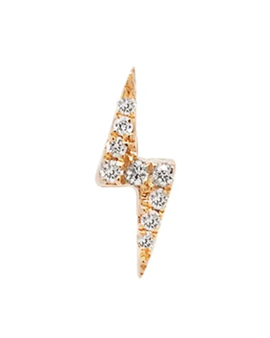 yellow gold diamond lightening bolt flat back stud earring  @dylanjamesjewelry.com