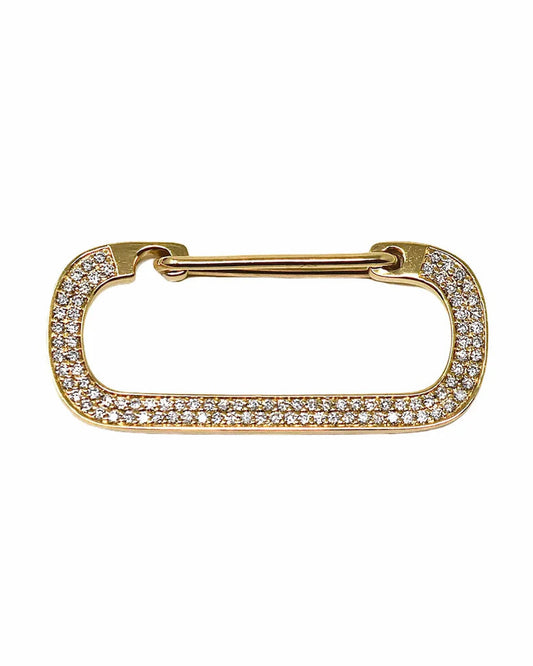 Gold carabiner with clear stones on a white background