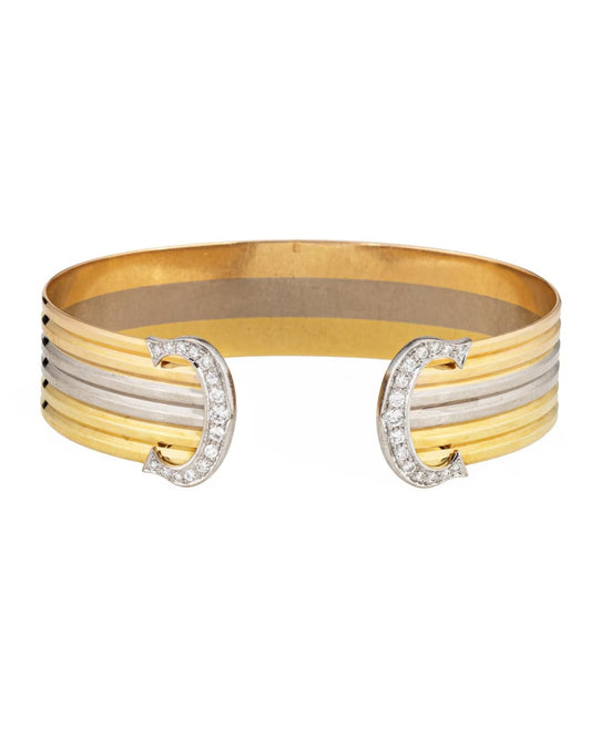 CARTIER Tri-Color Diamond Bangle Bracelet