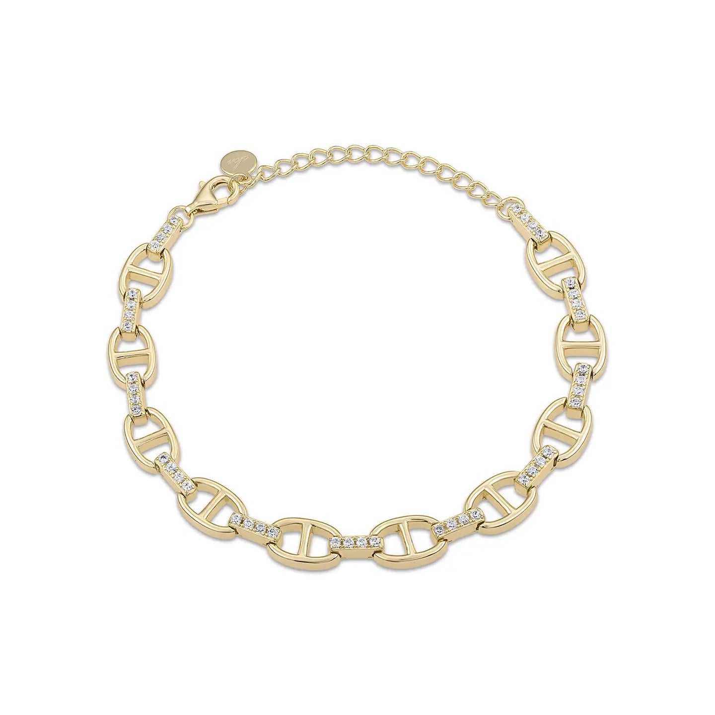 diamond gold link bracelet