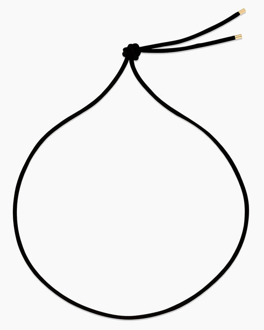Black cord with a knot on a white background