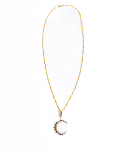 BLAKE Diamond Sapphire Crescent Pendant