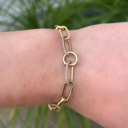 yellow gold diamond link bracelet  @dylanjamesjewelry.com