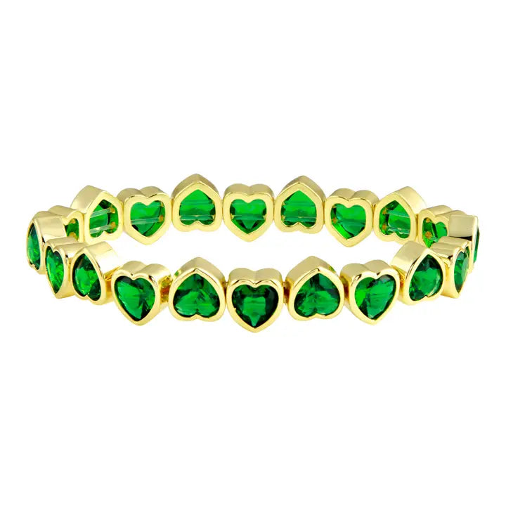 MINI Green Stretchy Heart Bracelet