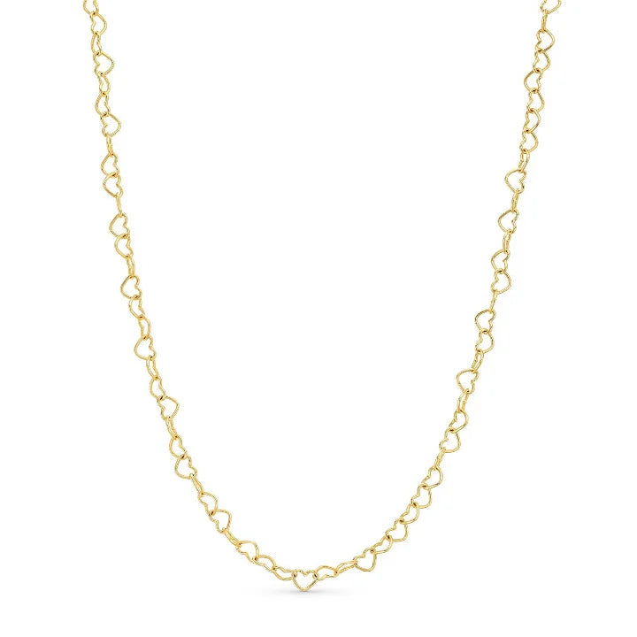 14kt yellow gold heart link chain  @dylanjamesjewelry.com