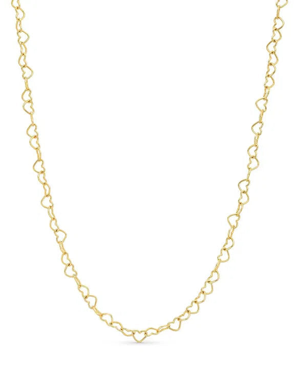Gold chain necklace on a white background