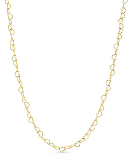Gold chain necklace on a white background
