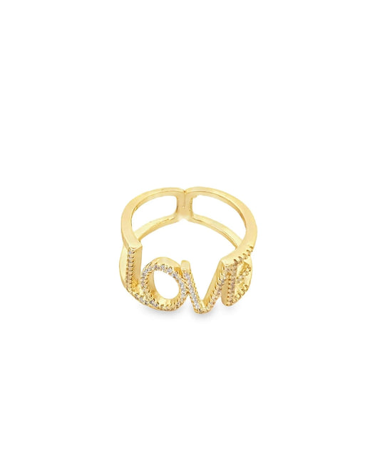 gold cz wide "love "ring