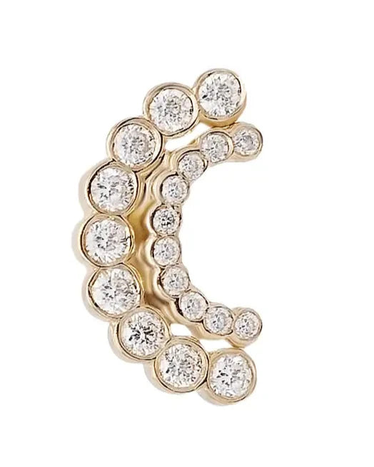 14kt diamond two row crescent flat back stud earrings  @dyalnjamesjewelry.com