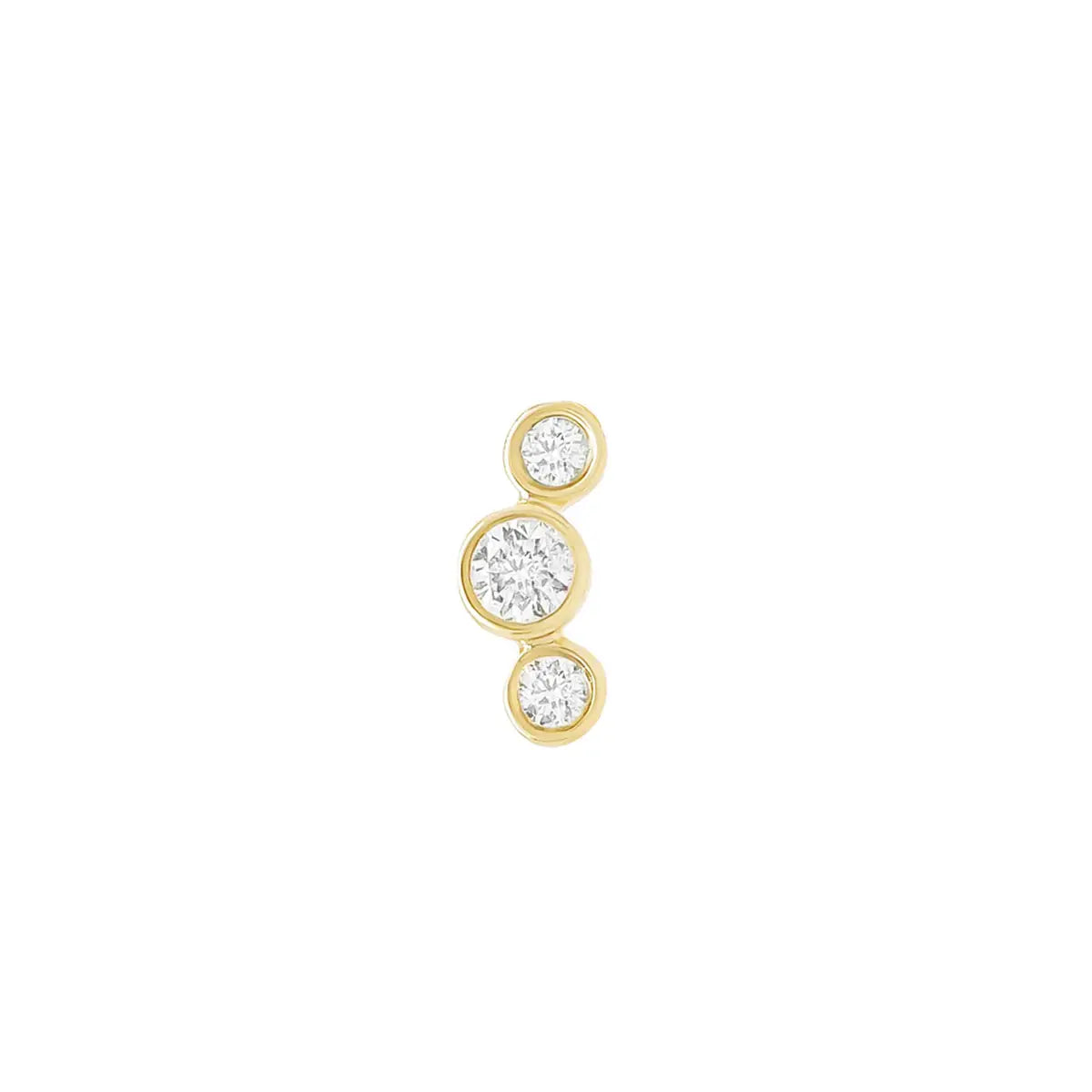 yellow gold 3 diamond flat back stud earring  @dylanjamesjewelry.com