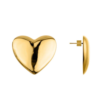 large gold heart stud  earrings  @dylanjamesjewelry.com