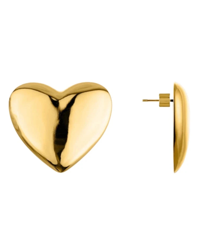 large gold heart stud  earrings  @dylanjamesjewelry.com