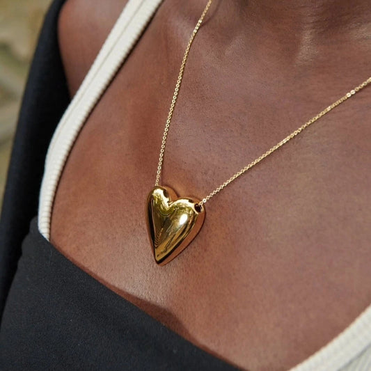 gold large heart charm necklace  @dylanjamesjewelry.com