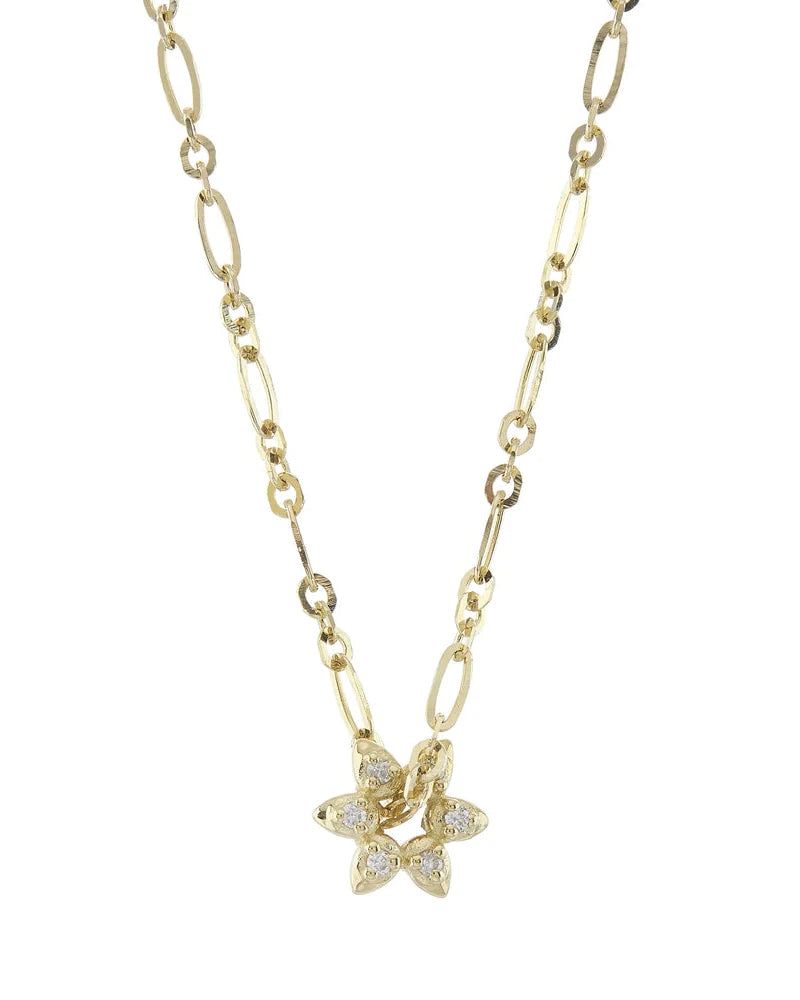 metier by tomfoolery adjustable gold chain with diamond flower pendant   @dylanjamesjewelry.com