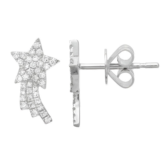 white gold diamond shooting star stud earrings  @dylanjamesjewelry.com