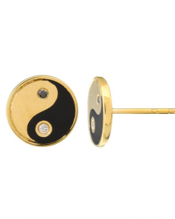 SB YIN YANG Diamond Enamel Earrings