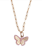 rose gold pink sapphire butterfly on paper clip chain  @dylanjamesjewelry.com