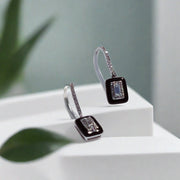 14kt whote gold diamond and black enamel earrings  @dylanjamesjewelry.com