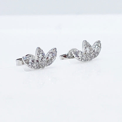 14kt white gold diamond lotus flower stud earrings  @dylanjamesjewelry.com