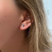 white gold blue topaz diamond  stud earring @dylanjamesjewelry.com