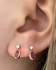 PINK Gold Diamond Stone Drop Earrings