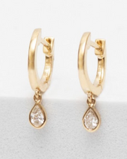 PEAR Diamond Drop Huggie