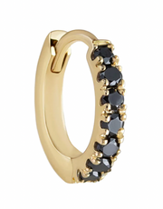 gold black damond huggy hoop earrings  @dylanjamesjewelry.com