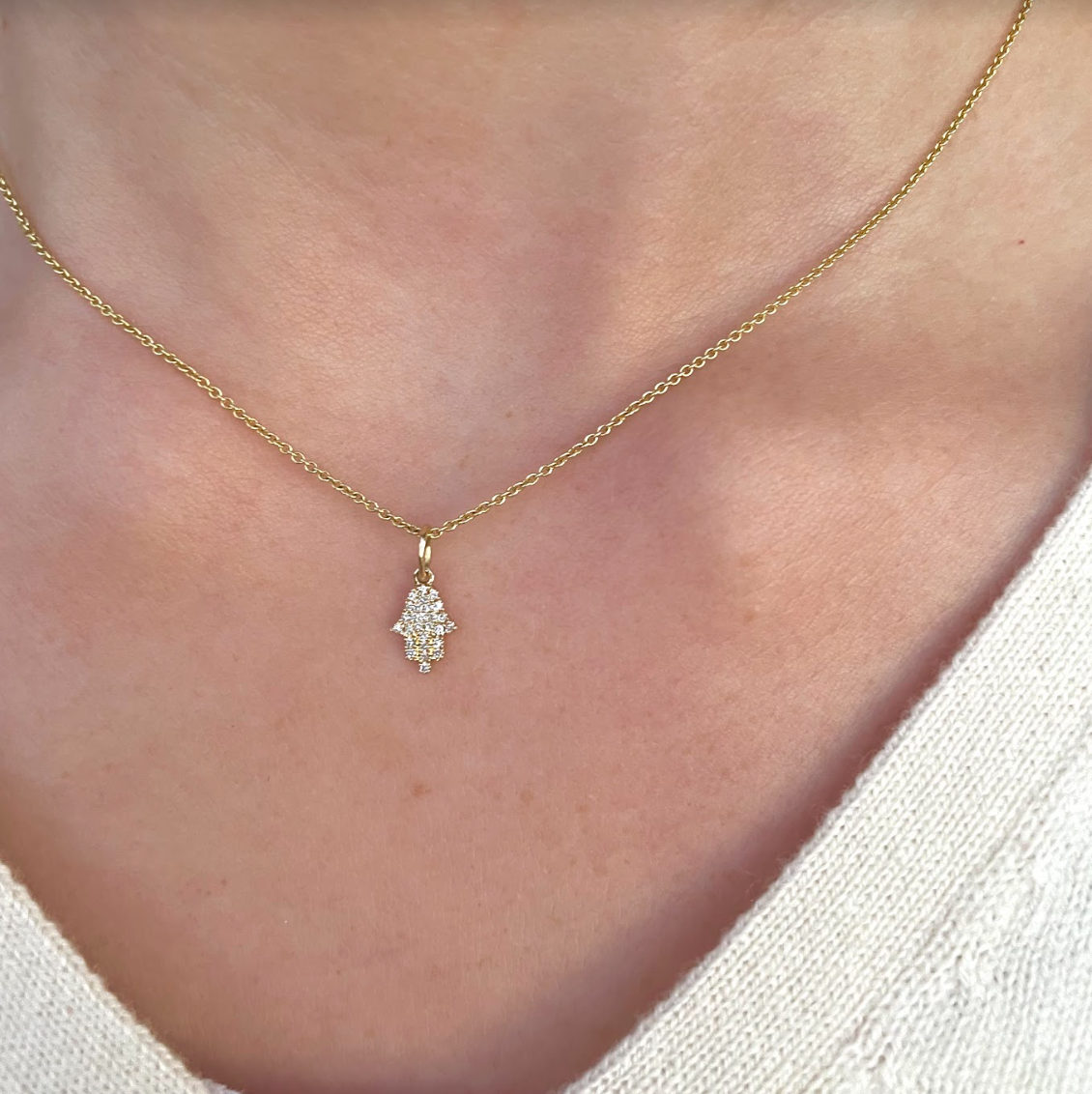 LUCY Gold Diamond Hamsa Necklace