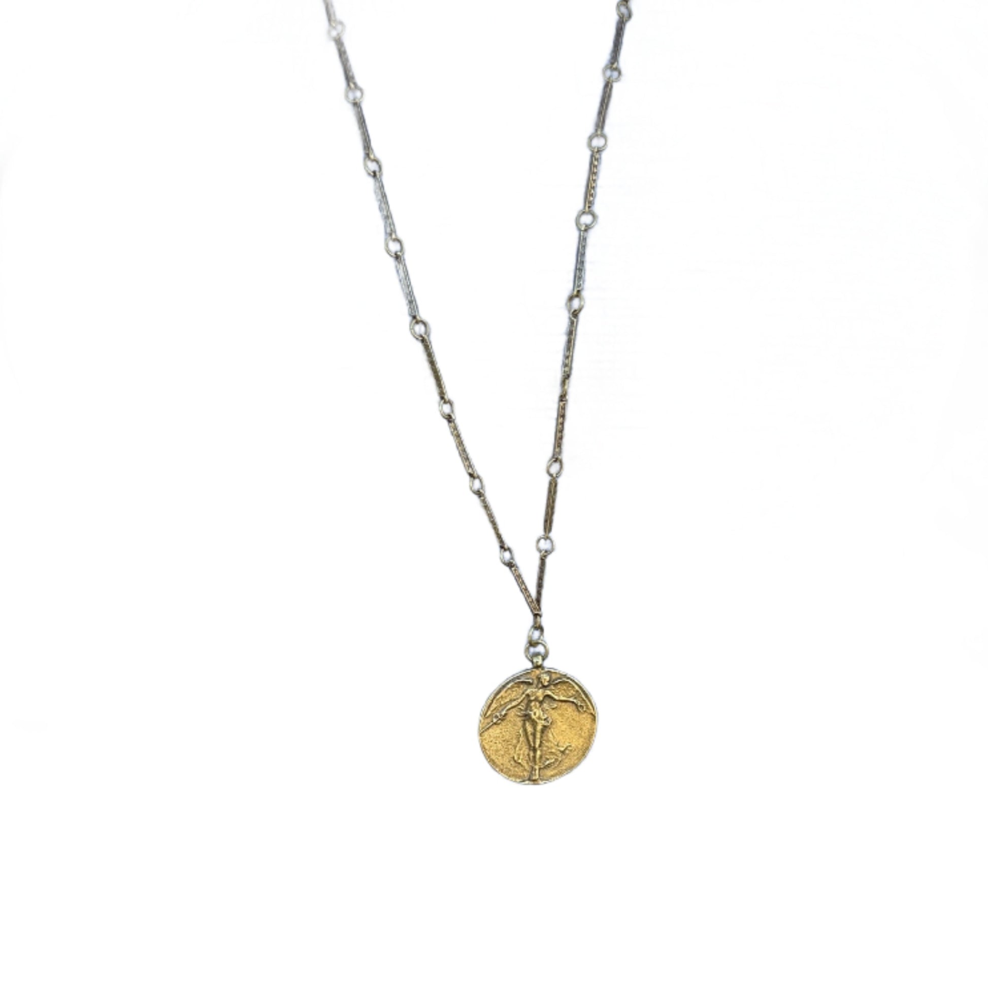 vintaged brass chain and liberty pendant  @dylanjamesjewelry.com