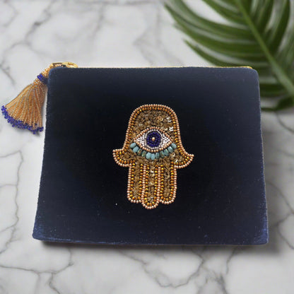 OLIVIA Velvet Pouch/Hamsa