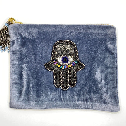 OLIVIA Velvet Pouch/Hamsa