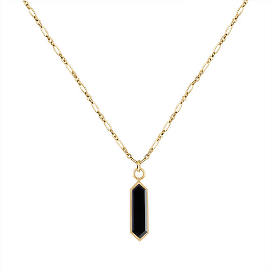 metier by tomfoolery  adjustable chain with gold onyx pendant  @dylanjamesjewelry.com