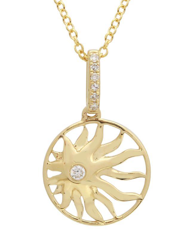 14kt yellow gold diamond sun pendant  @dylanjamesjewelry.com