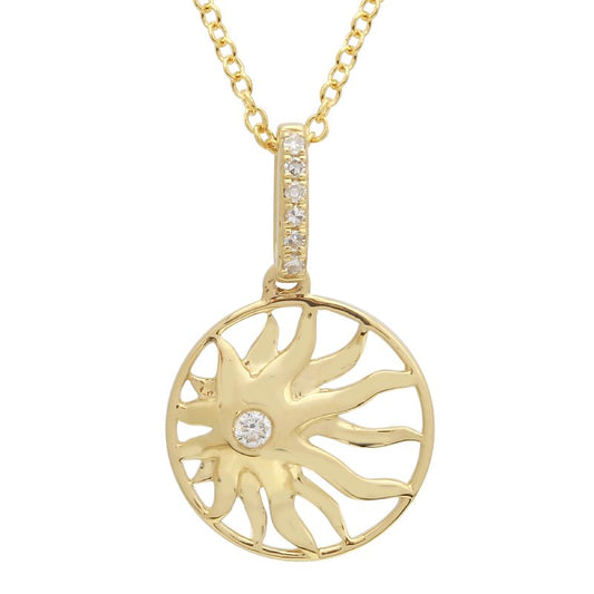 14kt yellow gold diamond sun pendant  @dylanjamesjewelry.com