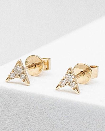 14kt yellow gold diamond arrow tip  stud earrings  @dylanjamesjewelry.com